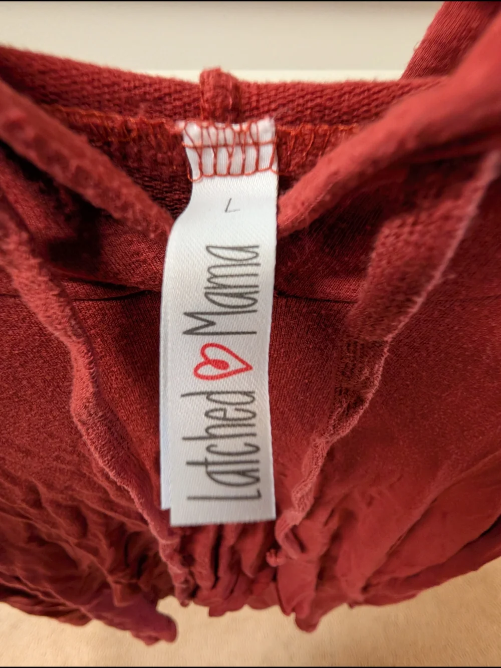 Latched Mama Rust Red Layered High-Low Hoodie - Picture 4 of 5